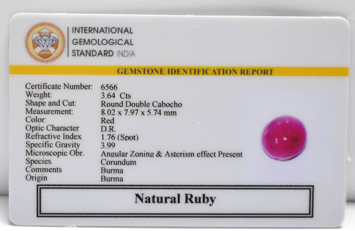 BMR204 2 RUBY (BURMA MINES) 3.64 Ct.