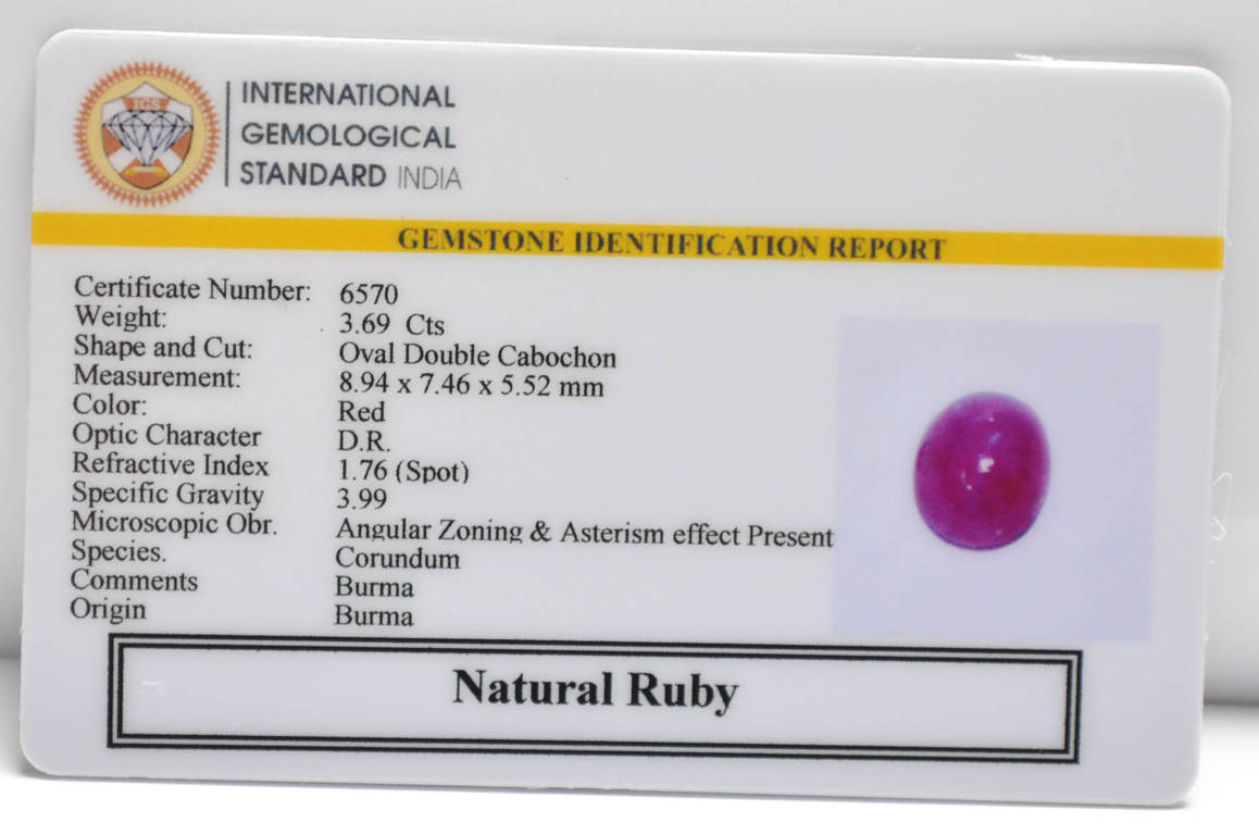 RUBY (BURMA MINES) 3.69 Ct. 3 BMR208 2 RUBY (BURMA MINES) 3.69 Ct.