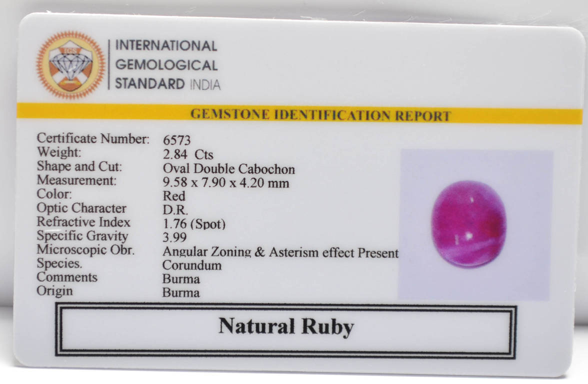 BMR210 2 RUBY (BURMA MINES) 2.84 Ct.