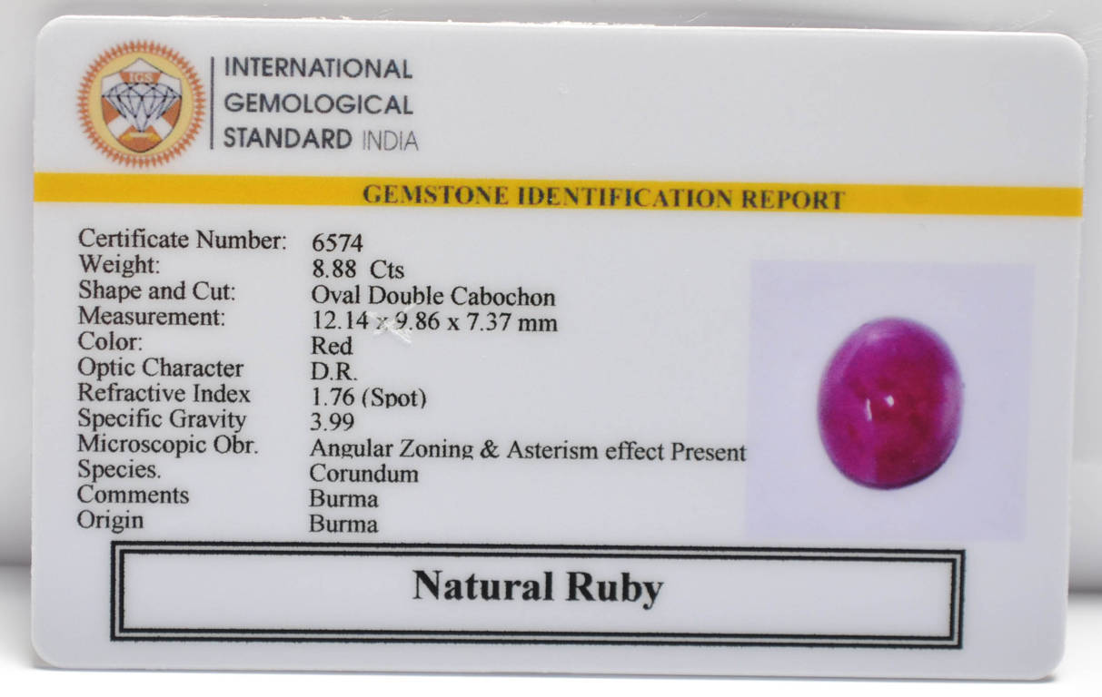 RUBY (BURMA MINES) 8.88 Ct. 3 BMR211 2 RUBY (BURMA MINES) 8.88 Ct.