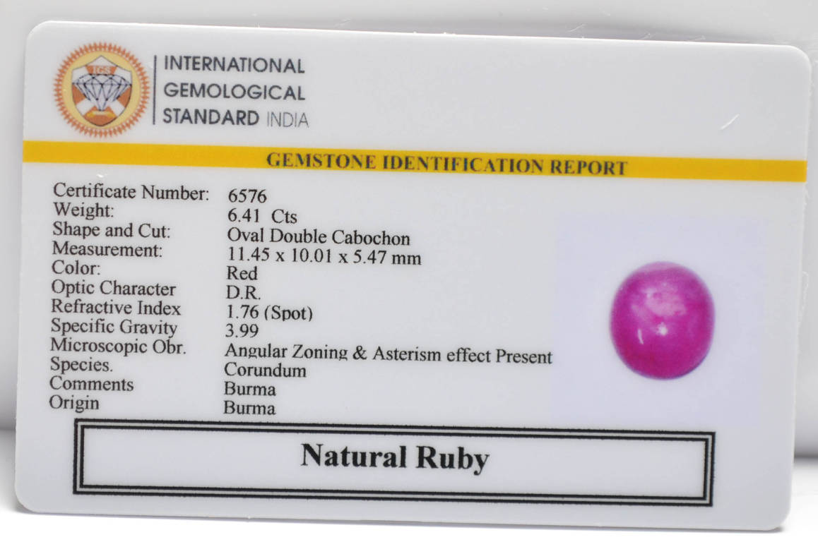 BMR213 2 RUBY (BURMA MINES) 6.41 Ct.