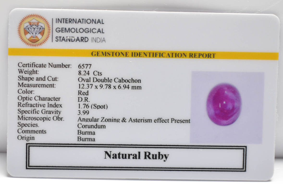 BMR214 2 RUBY (BURMA MINES) 8.24 Ct.