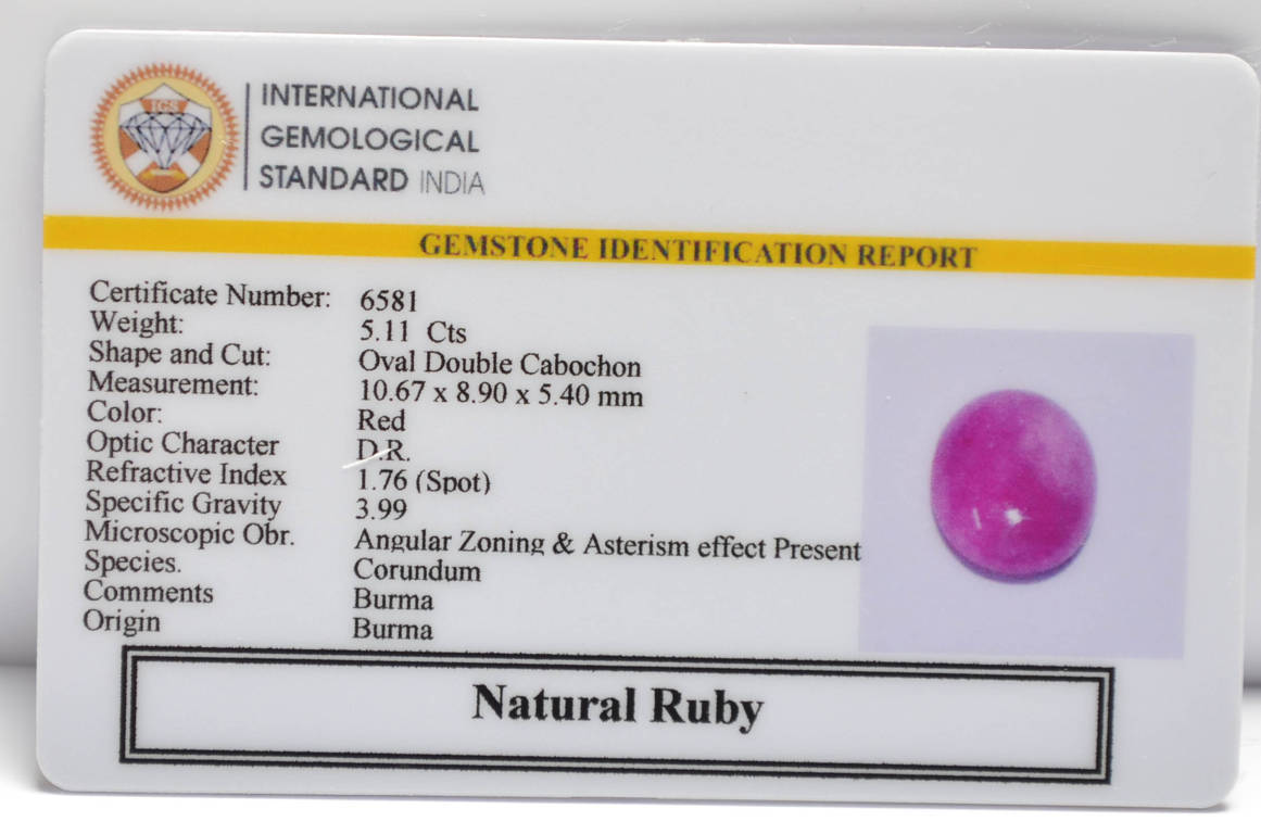 BMR217 2 RUBY (BURMA MINES) 5.11 Ct.