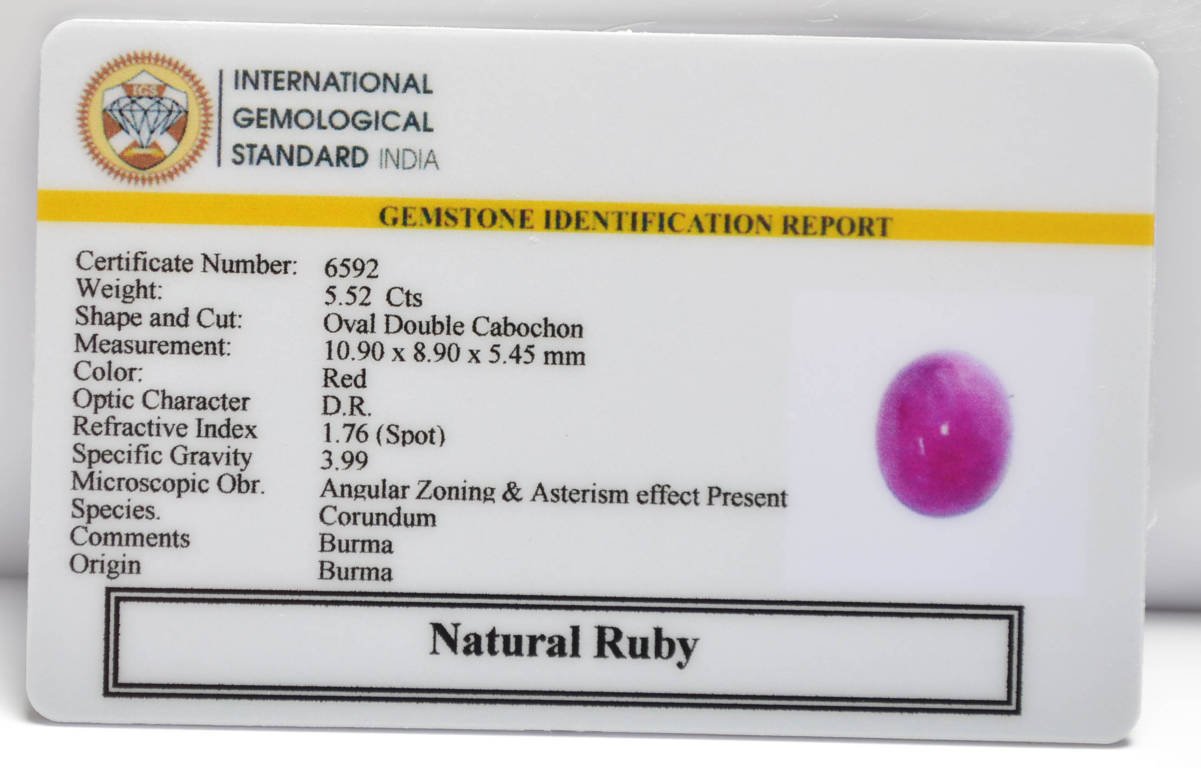 BMR226 2 RUBY (BURMA MINES) 5.52 Ct.