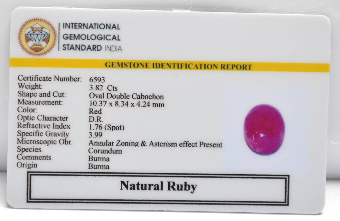 BMR227 2 RUBY (BURMA MINES) 3.82 Ct.