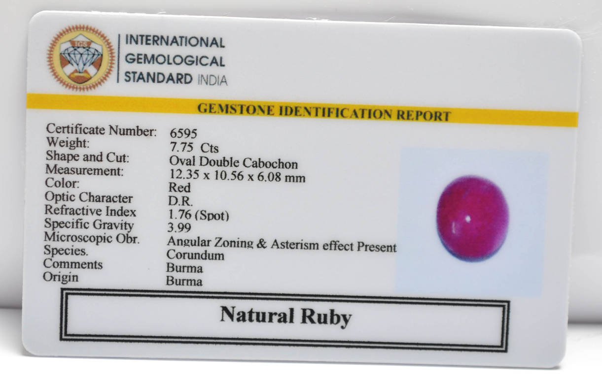 BMR228 2 RUBY (BURMA MINES) 7.75 Ct.