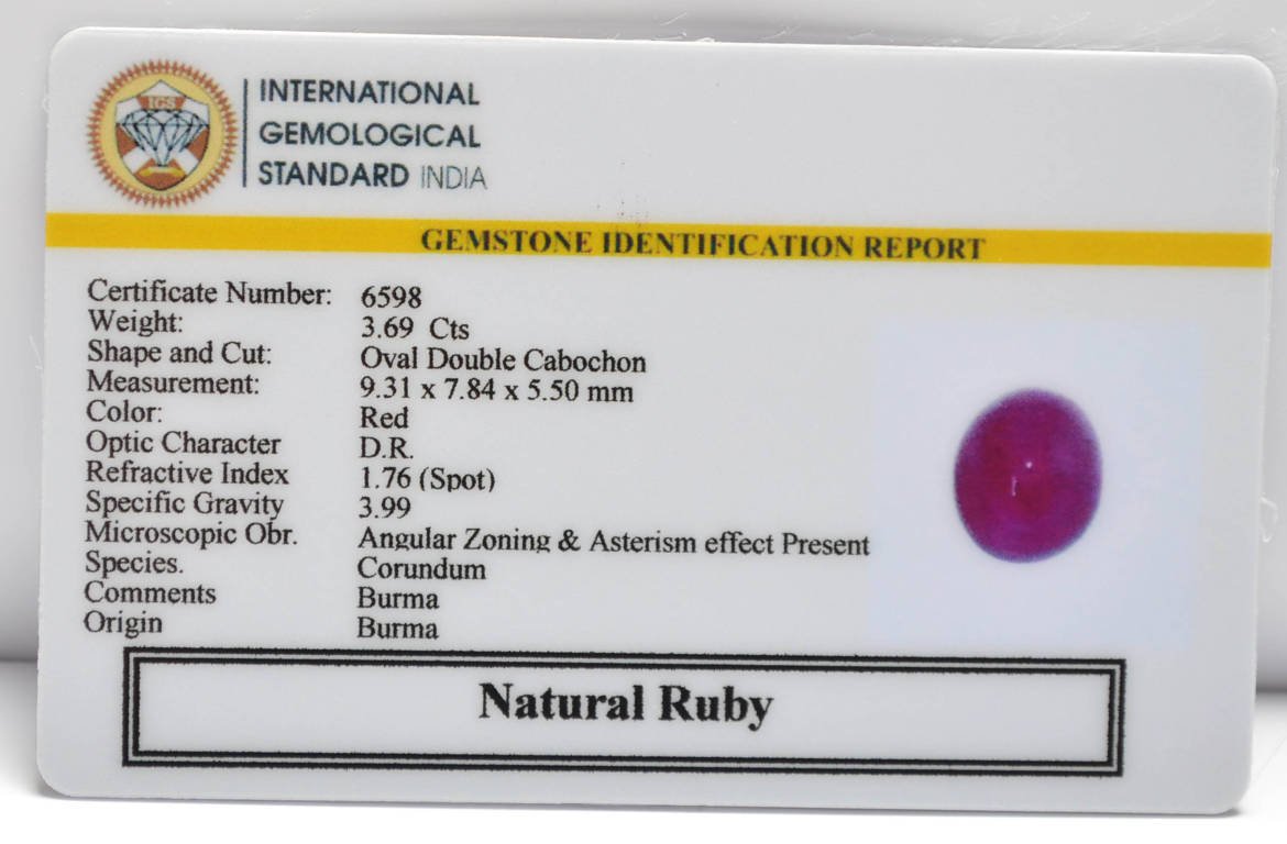 BMR230 2 RUBY (BURMA MINES) 3.69 Ct.
