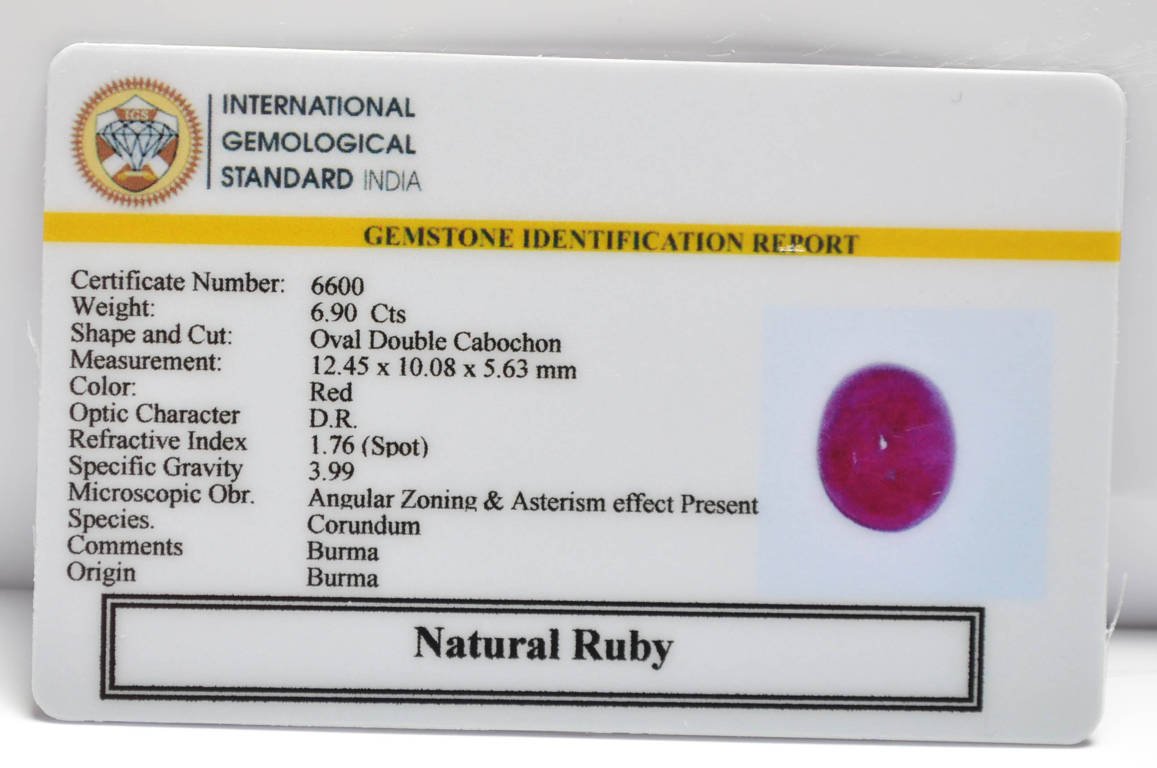 BMR232 2 RUBY (BURMA MINES) 6.9 Ct.