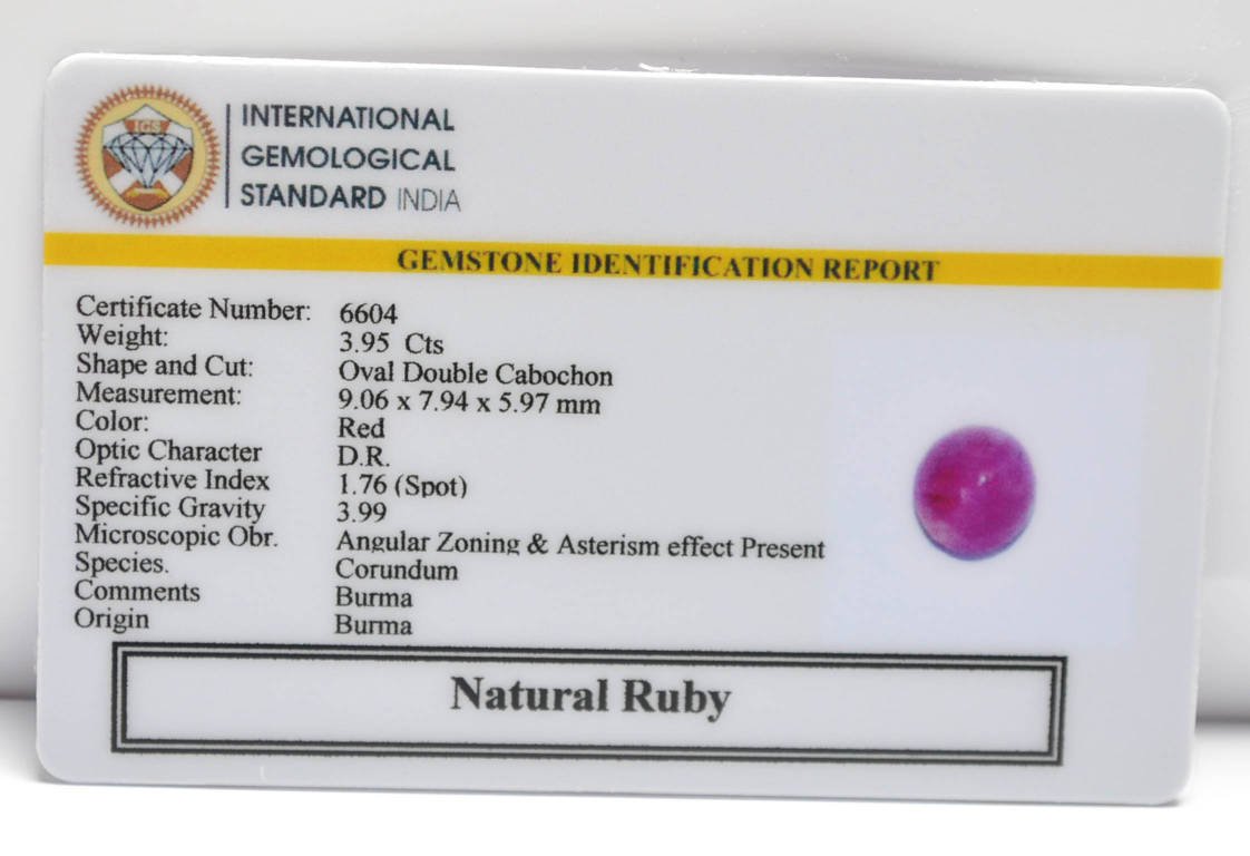 BMR235 2 RUBY (BURMA MINES) 3.95 Ct.