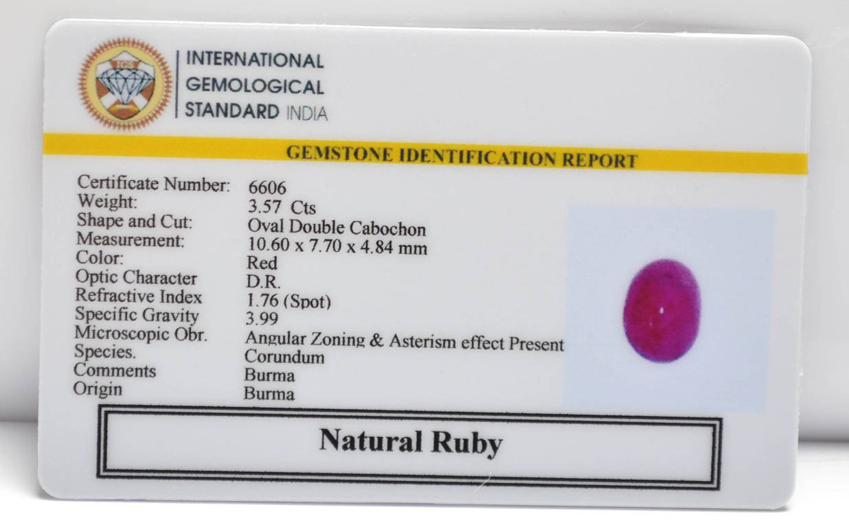 BMR237 2 RUBY (BURMA MINES) 3.57 Ct.