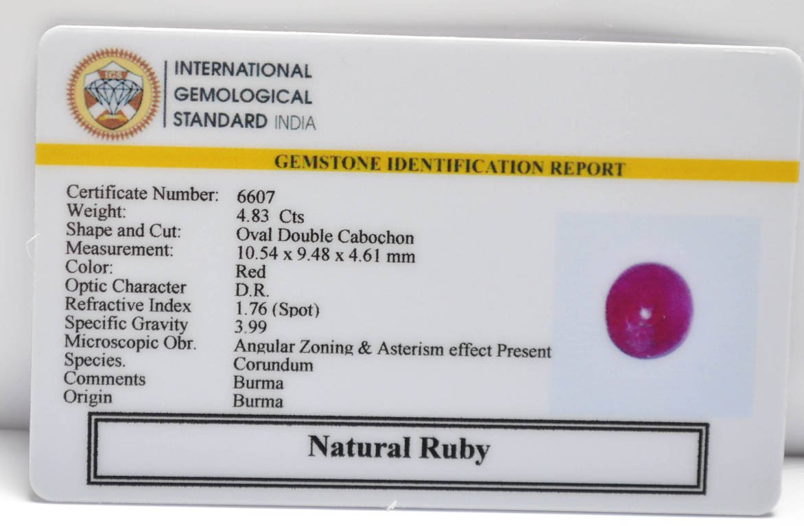 BMR238 2 RUBY (BURMA MINES) 4.83 Ct.