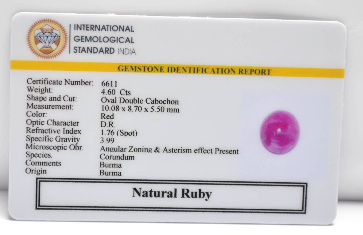 BMR240 2 RUBY (BURMA MINES) 4.6 Ct.