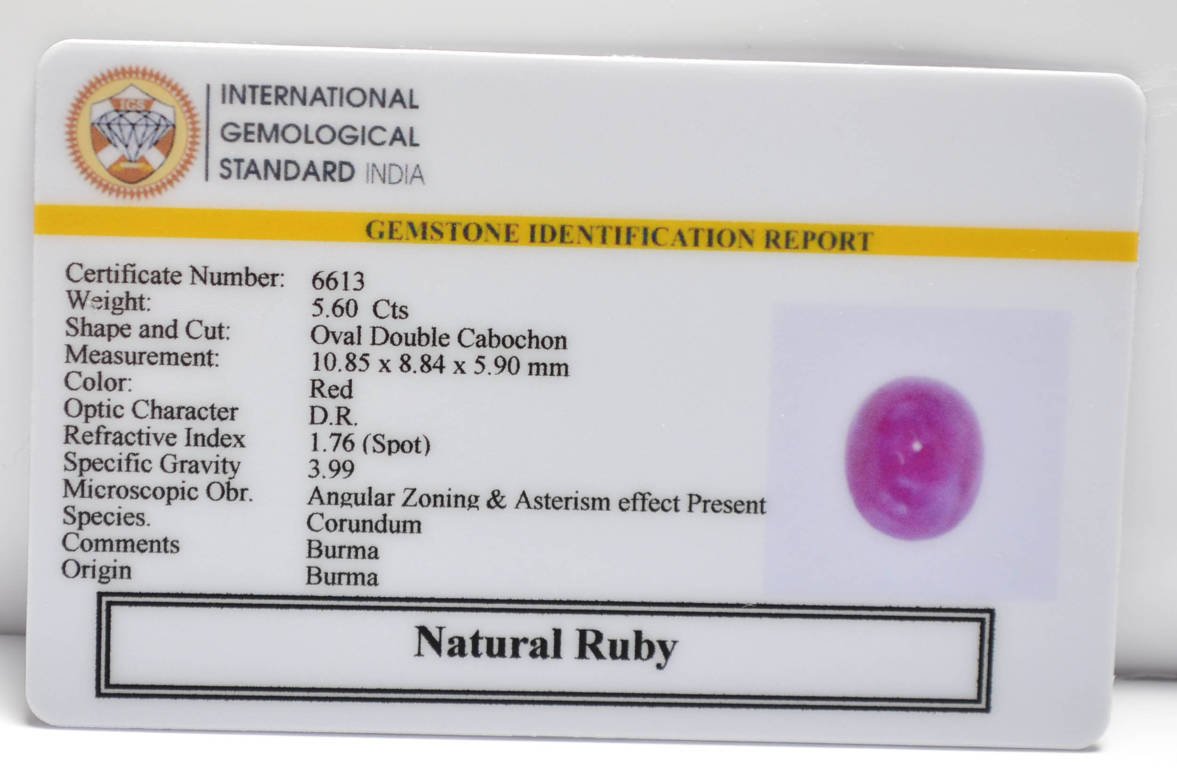 BMR242 2 RUBY (BURMA MINES) 5.6 Ct.