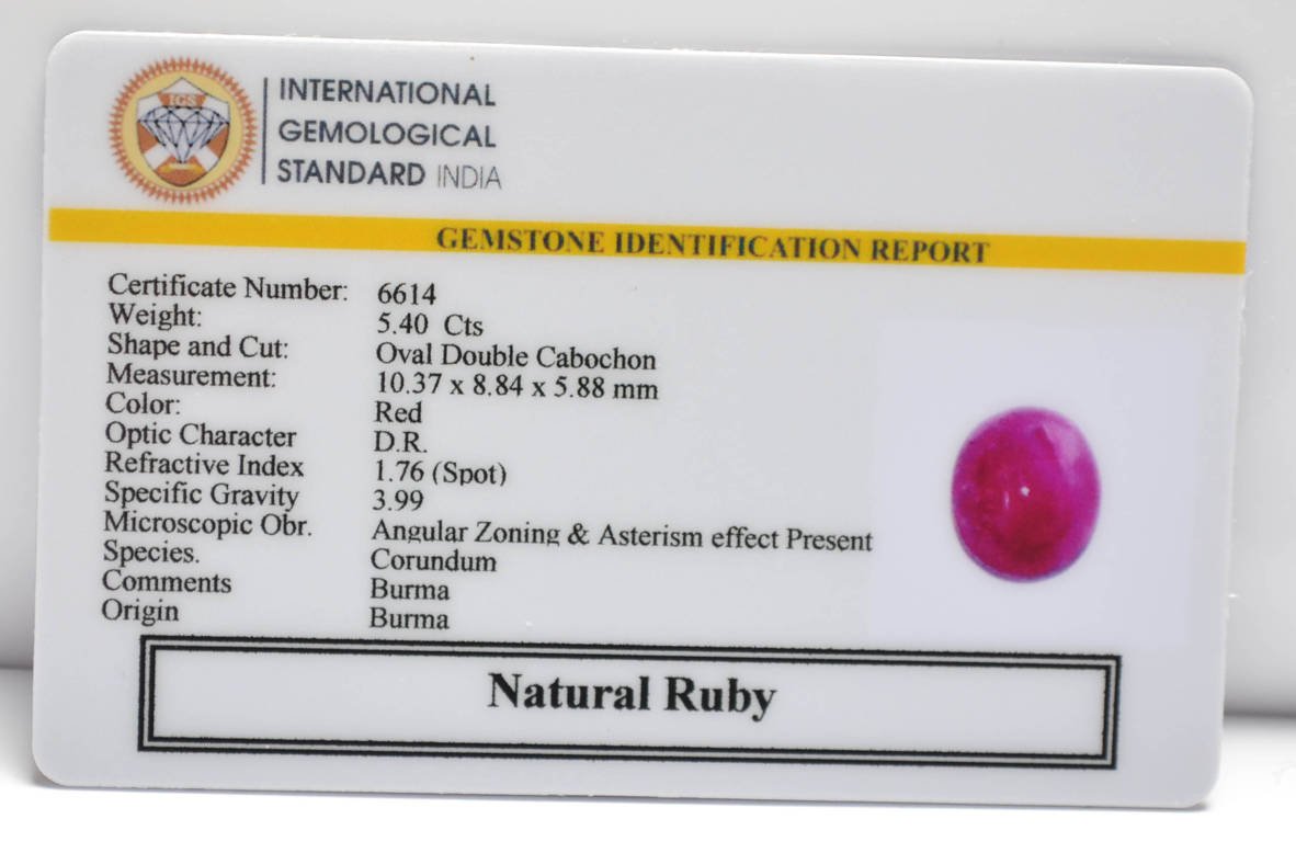 BMR243 2 RUBY (BURMA MINES) 5.4 Ct.