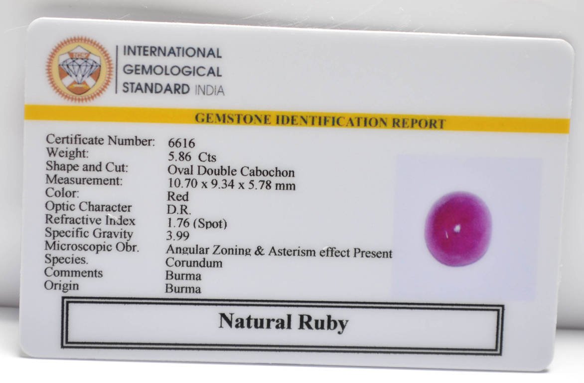 BMR245 2 RUBY (BURMA MINES) 5.86 Ct.