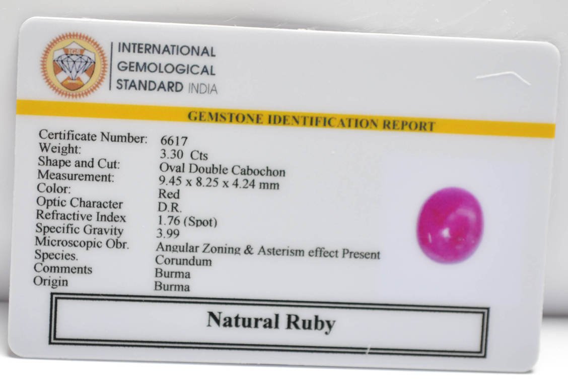 BMR246 2 RUBY (BURMA MINES) 3.3 Ct.