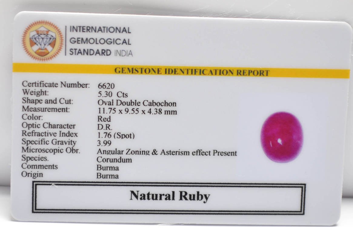BMR249 2 RUBY (BURMA MINES) 5.3 Ct.