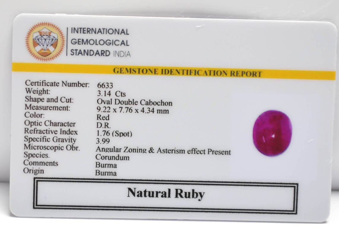 BMR259 2 RUBY (BURMA MINES) 3.14 Ct.