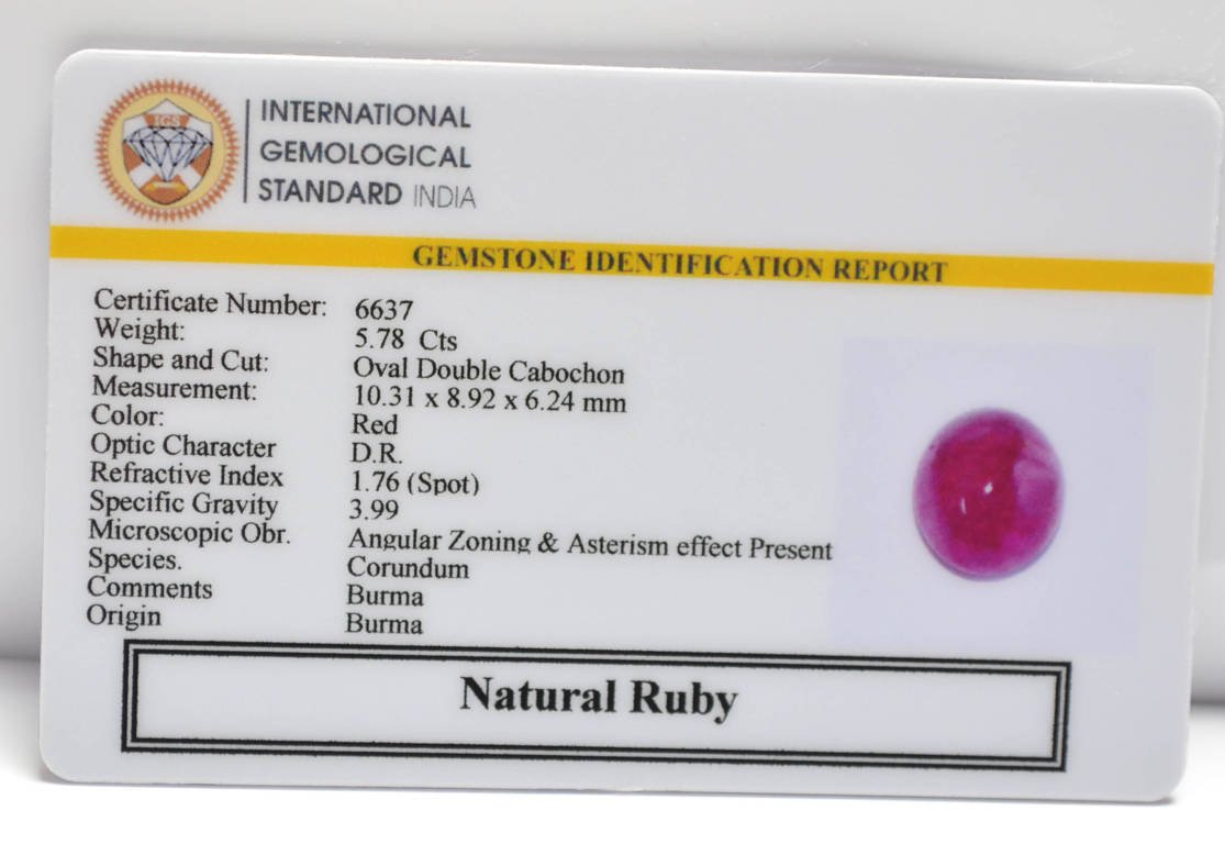 BMR263 2 RUBY (BURMA MINES) 5.78 Ct.