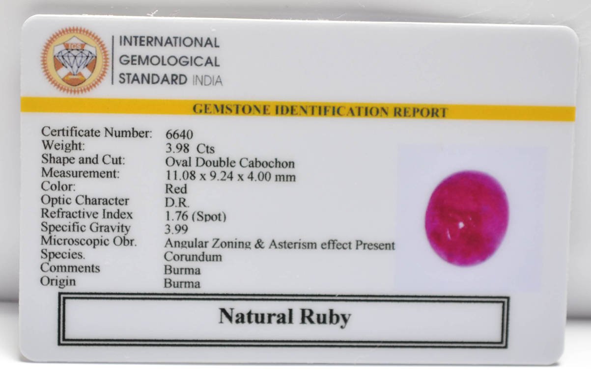 BMR264 2 RUBY (BURMA MINES) 3.98 Ct.