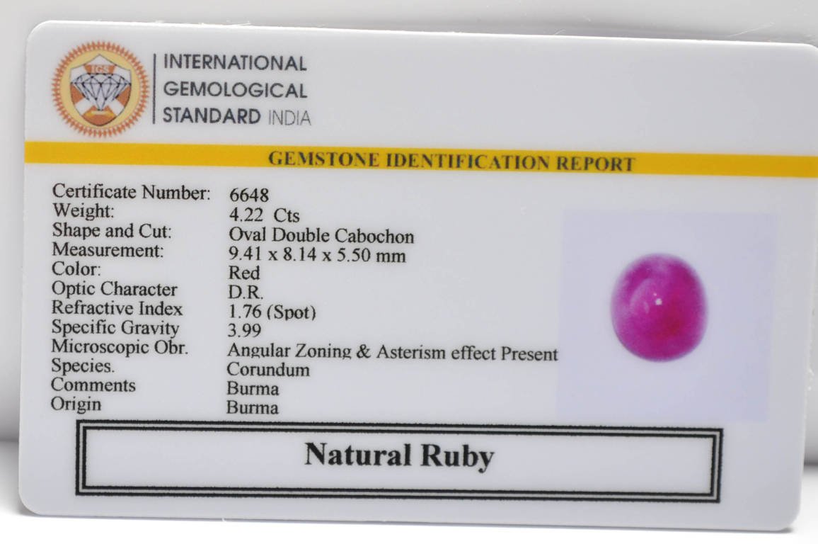 BMR269 2 RUBY (BURMA MINES) 4.22 Ct.