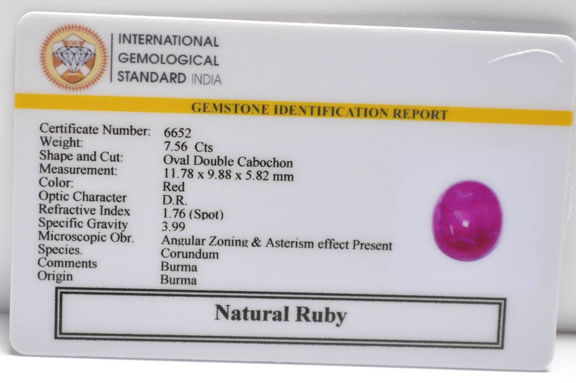 BMR273 2 RUBY (BURMA MINES) 7.56 Ct.