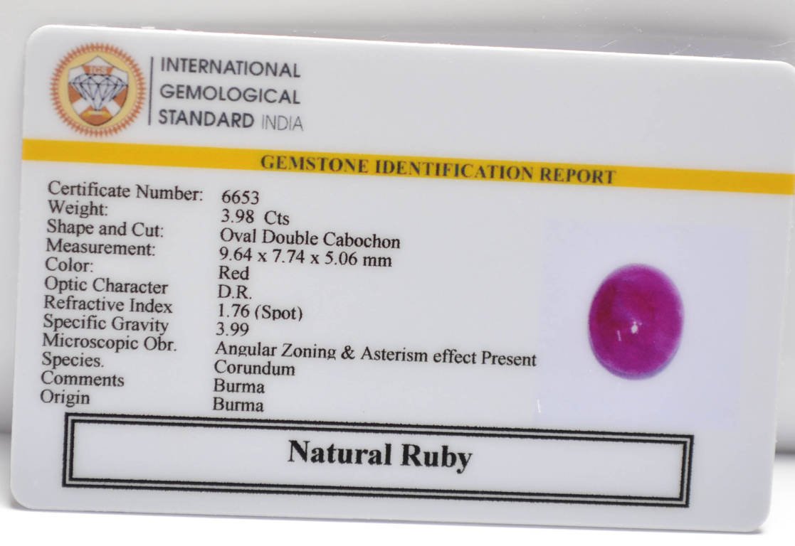 BMR274 2 RUBY (BURMA MINES) 3.98 Ct.