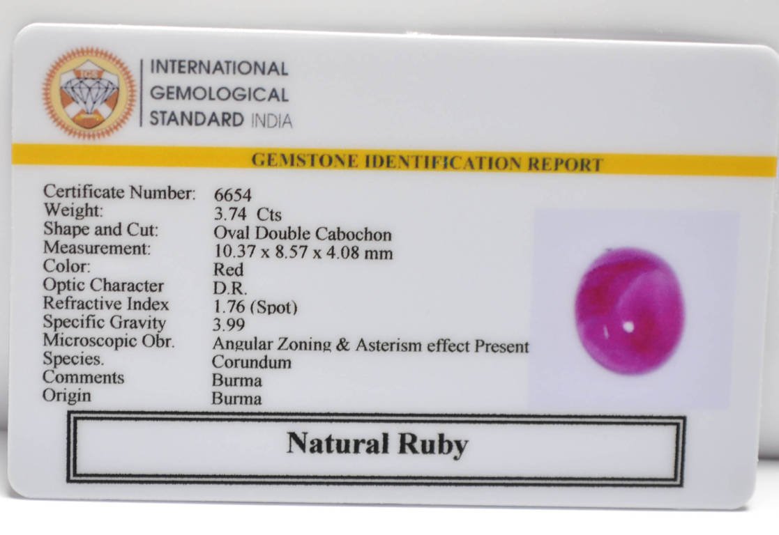 BMR275 2 RUBY (BURMA MINES) 3.74 Ct.