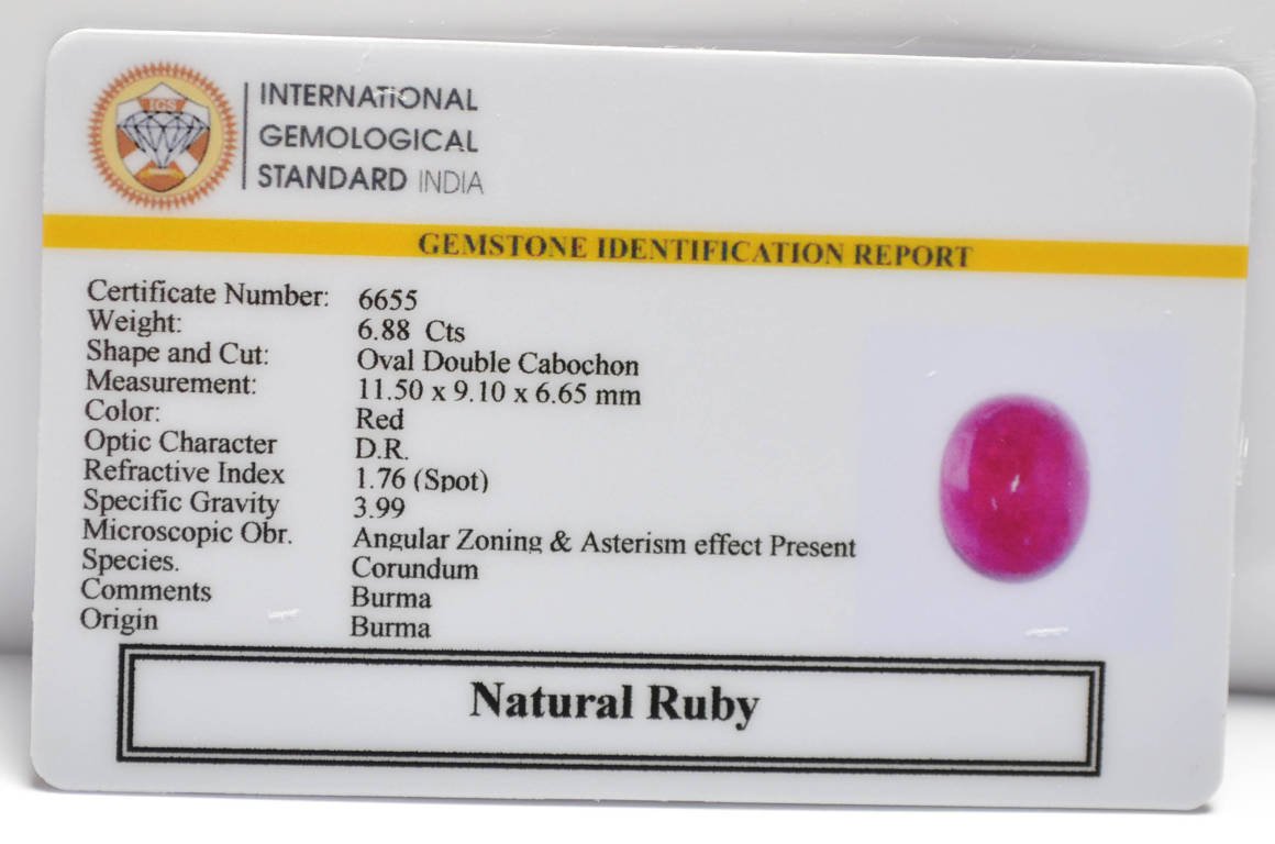 BMR276 2 RUBY (BURMA MINES) 6.88 Ct.