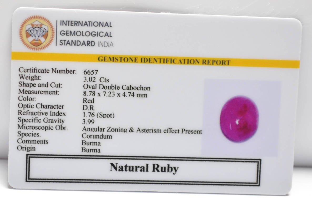 BMR278 2 RUBY (BURMA MINES) 3.02 Ct.