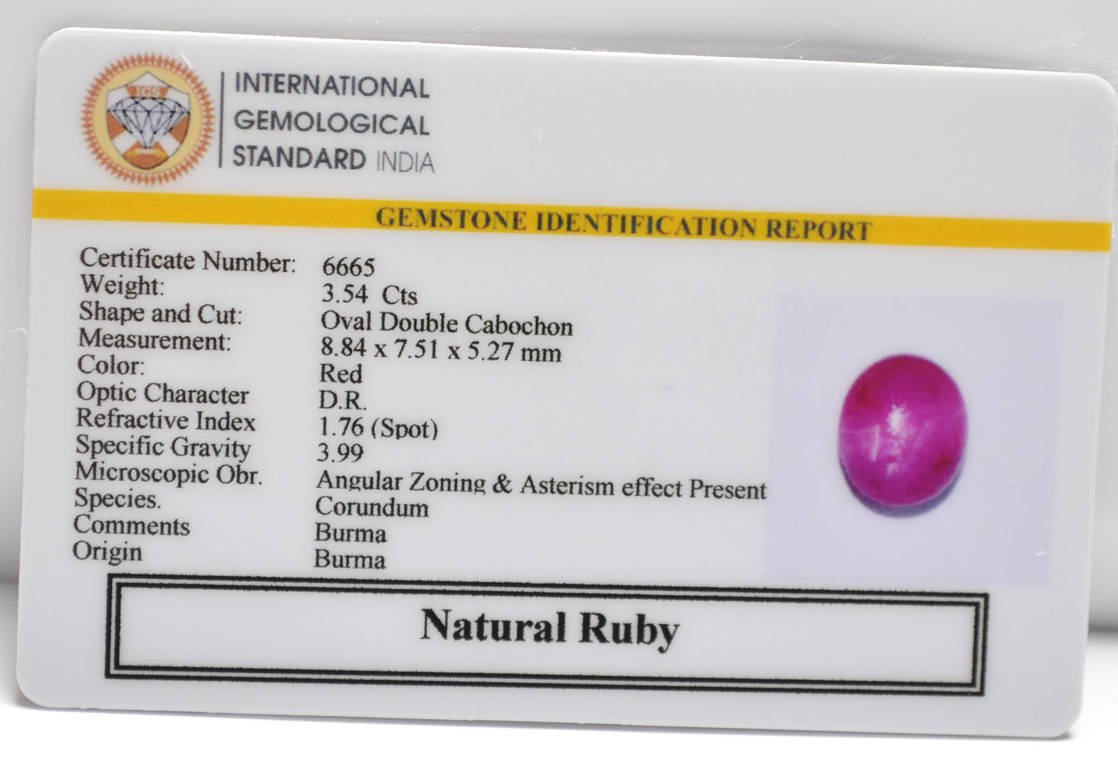 BMR284 2 RUBY (BURMA MINES) 3.54 Ct.