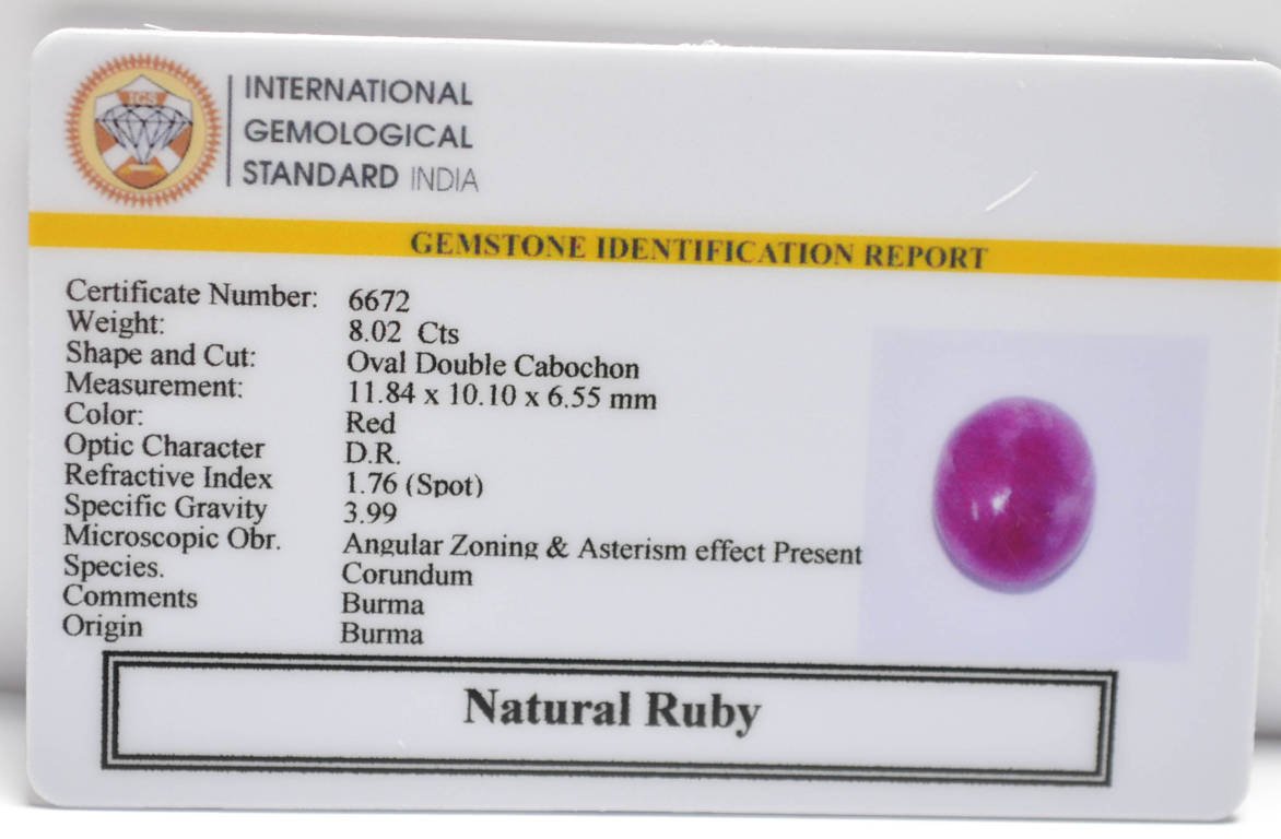 BMR288 2 RUBY (BURMA MINES) 8.02 Ct.