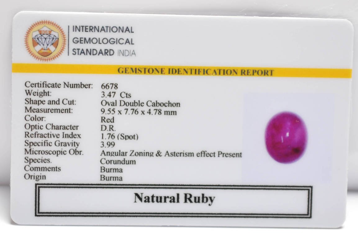 BMR293 2 RUBY (BURMA MINES) 3.47 Ct.