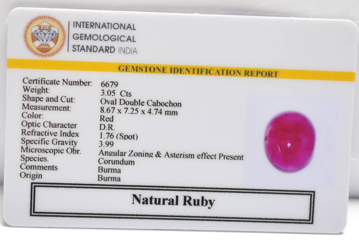 BMR294 2 RUBY (BURMA MINES) 3.05 Ct.