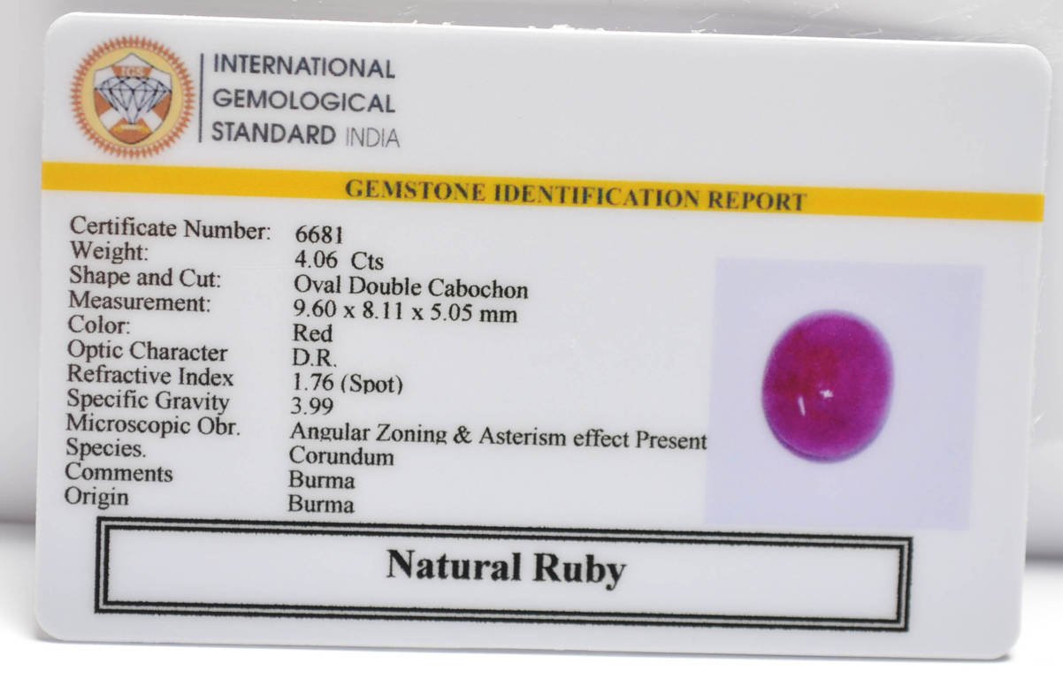 BMR296 2 RUBY (BURMA MINES) 4.06 Ct.