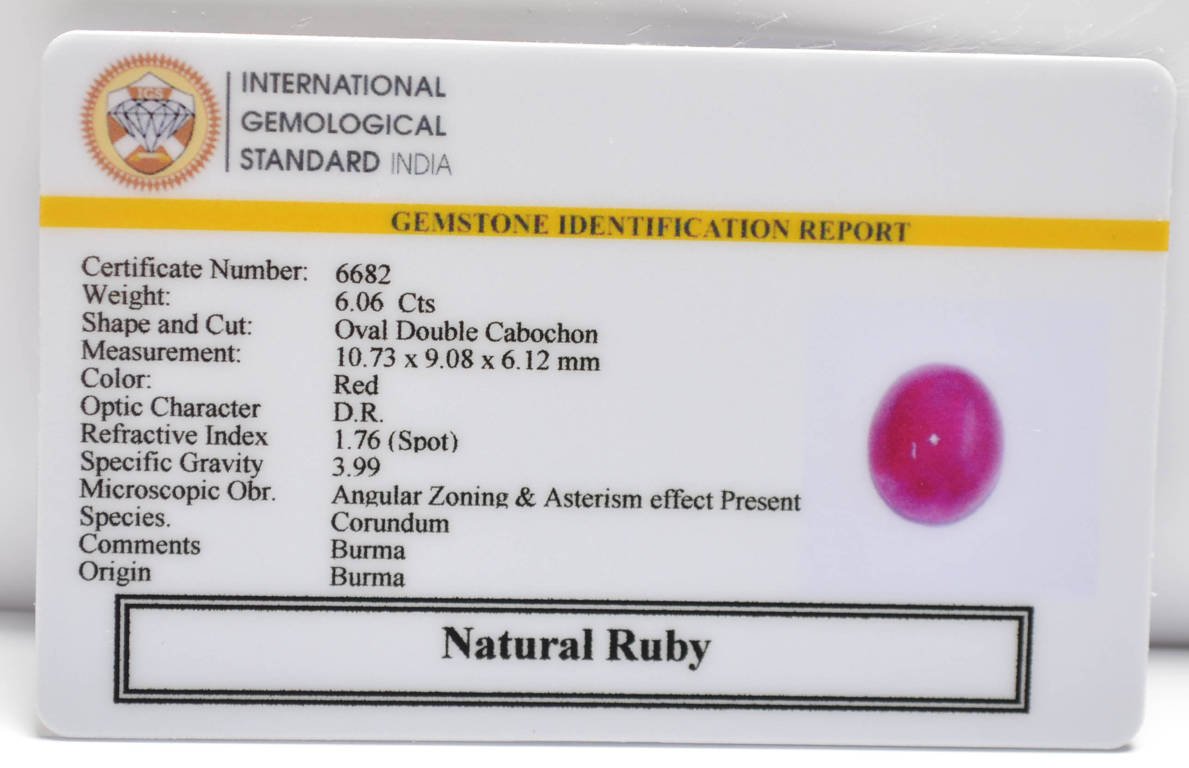 BMR297 2 RUBY (BURMA MINES) 6.06 Ct.