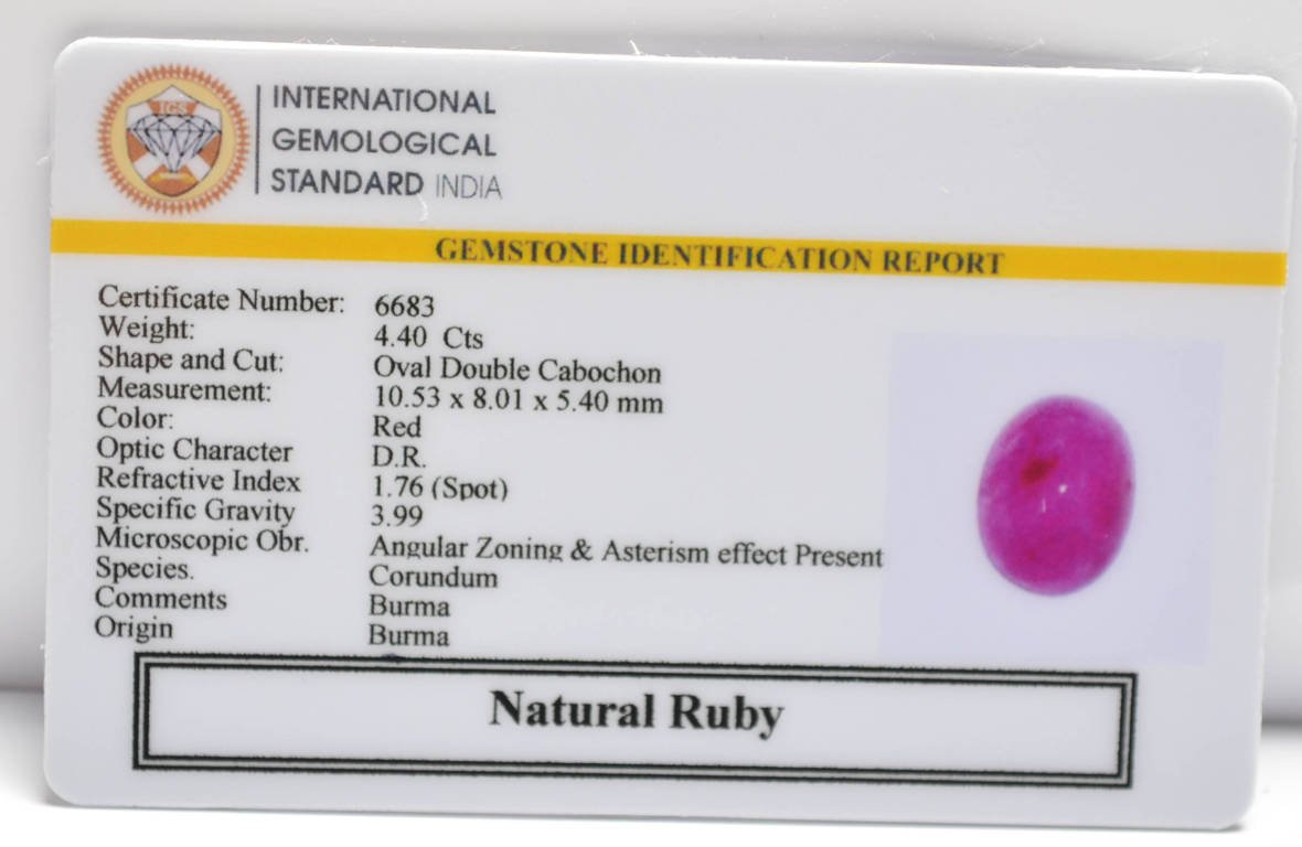 BMR298 2 RUBY (BURMA MINES) 4.4 Ct.