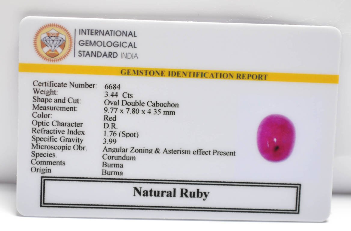 BMR299 2 RUBY (BURMA MINES) 3.44 Ct.