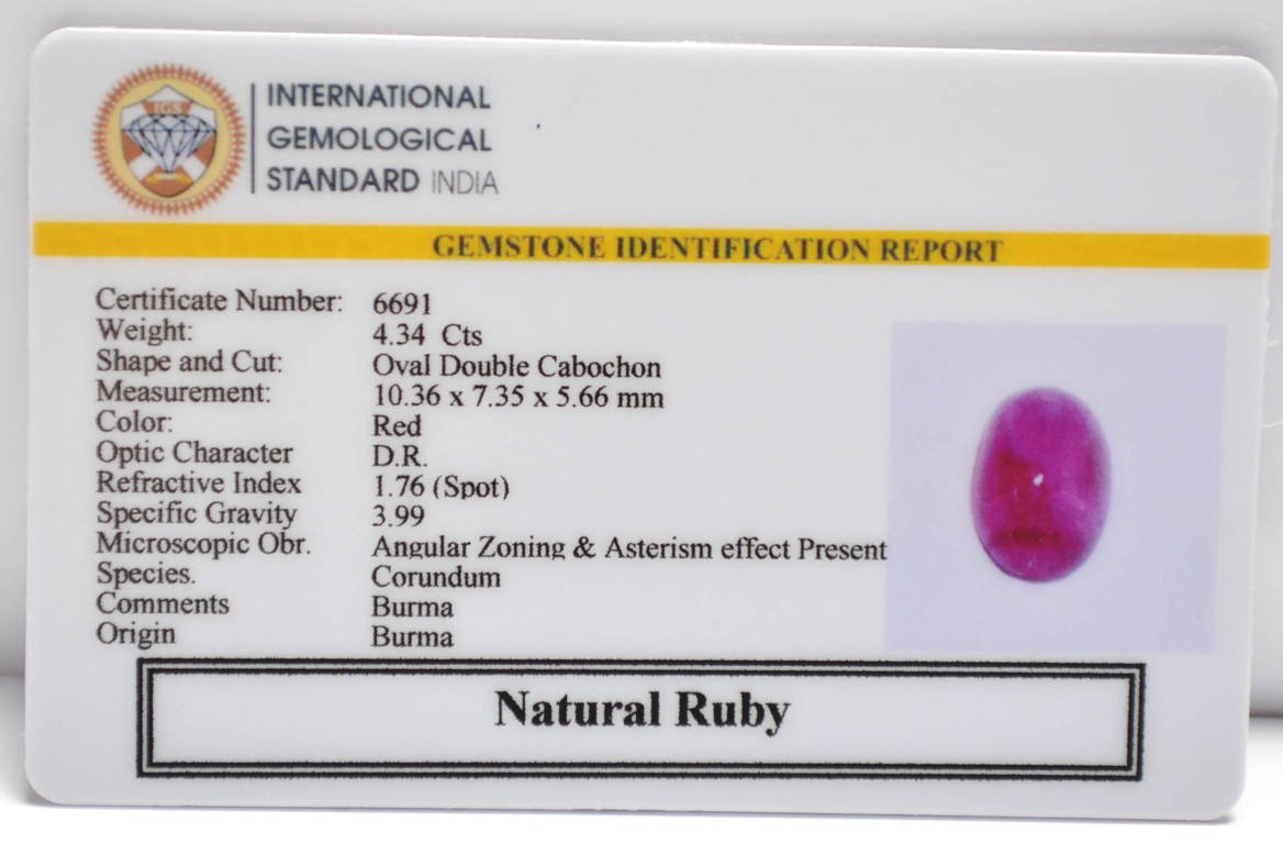BMR304 2 RUBY (BURMA MINES) 4.34 Ct.