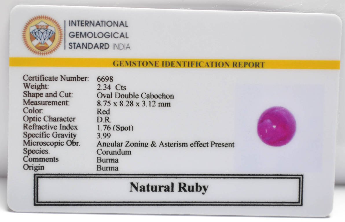 BMR311 2 RUBY (BURMA MINES) 2.34 Ct.