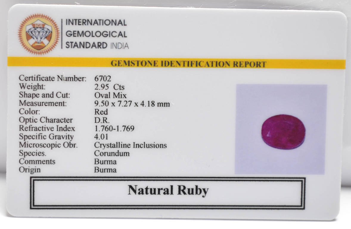 BMR313 2 RUBY (BURMA MINES) 2.95 Ct.
