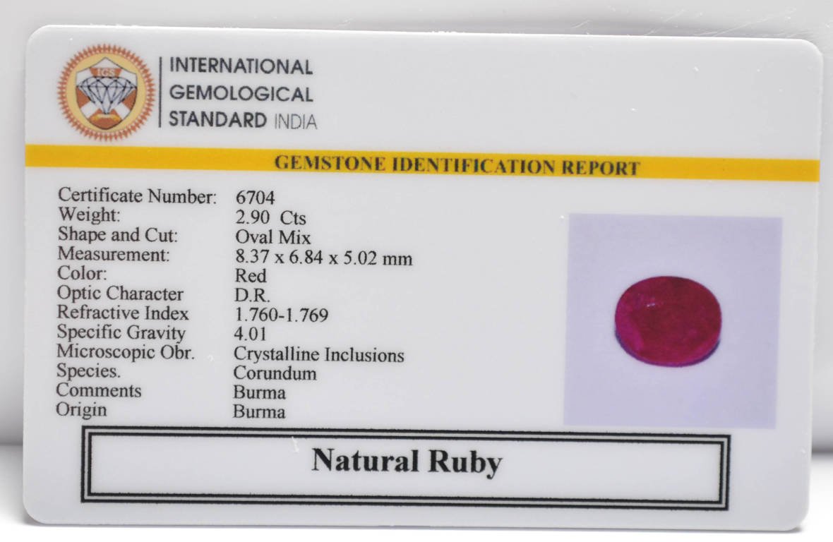 BMR315 2 RUBY (BURMA MINES) 2.9 Ct.