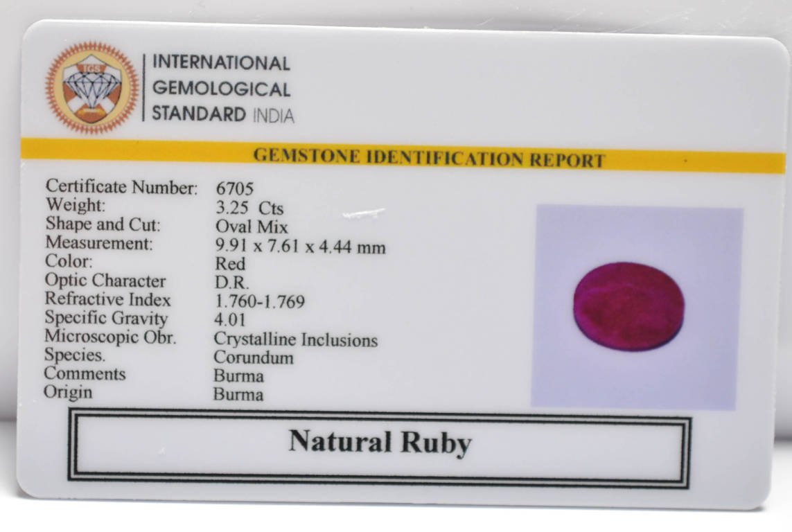 BMR316 2 RUBY (BURMA MINES) 3.25 Ct.