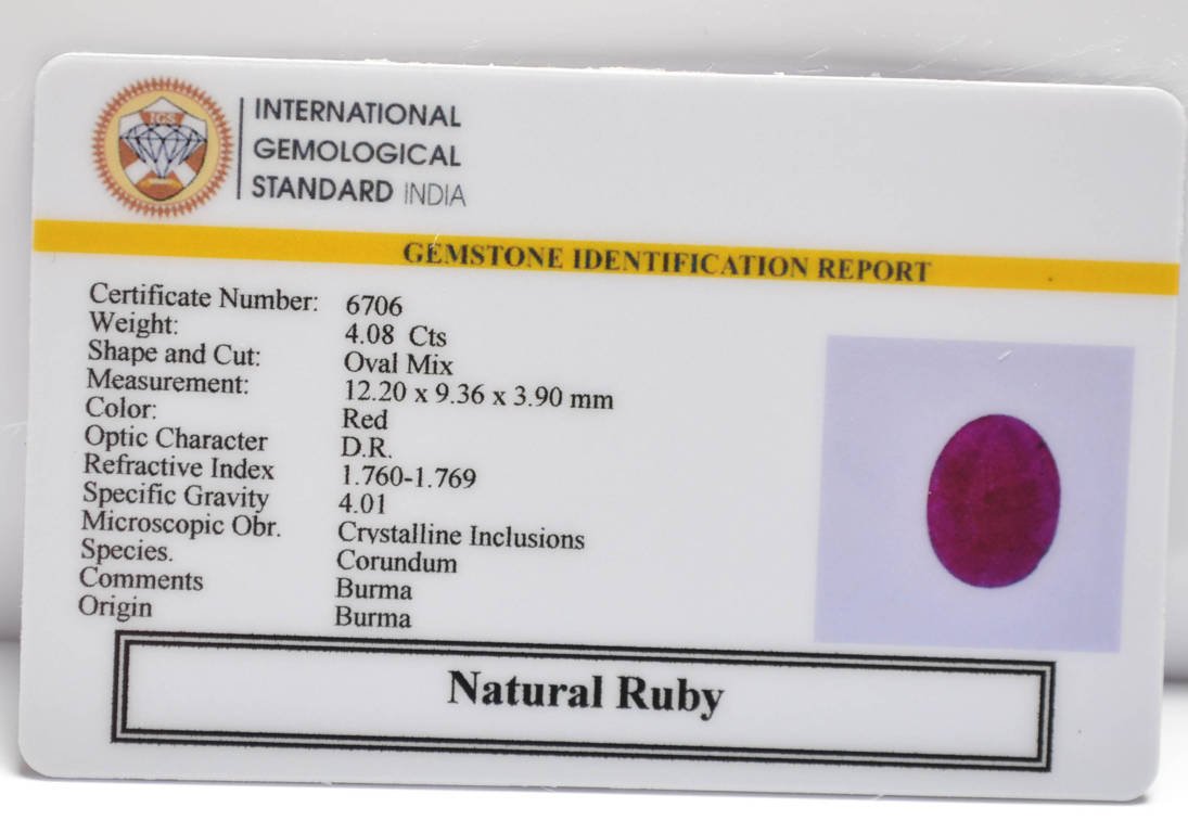 BMR317 2 RUBY (BURMA MINES) 4.08 Ct.