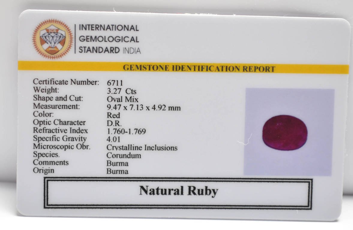 BMR321 2 RUBY (BURMA MINES) 3.27 Ct.