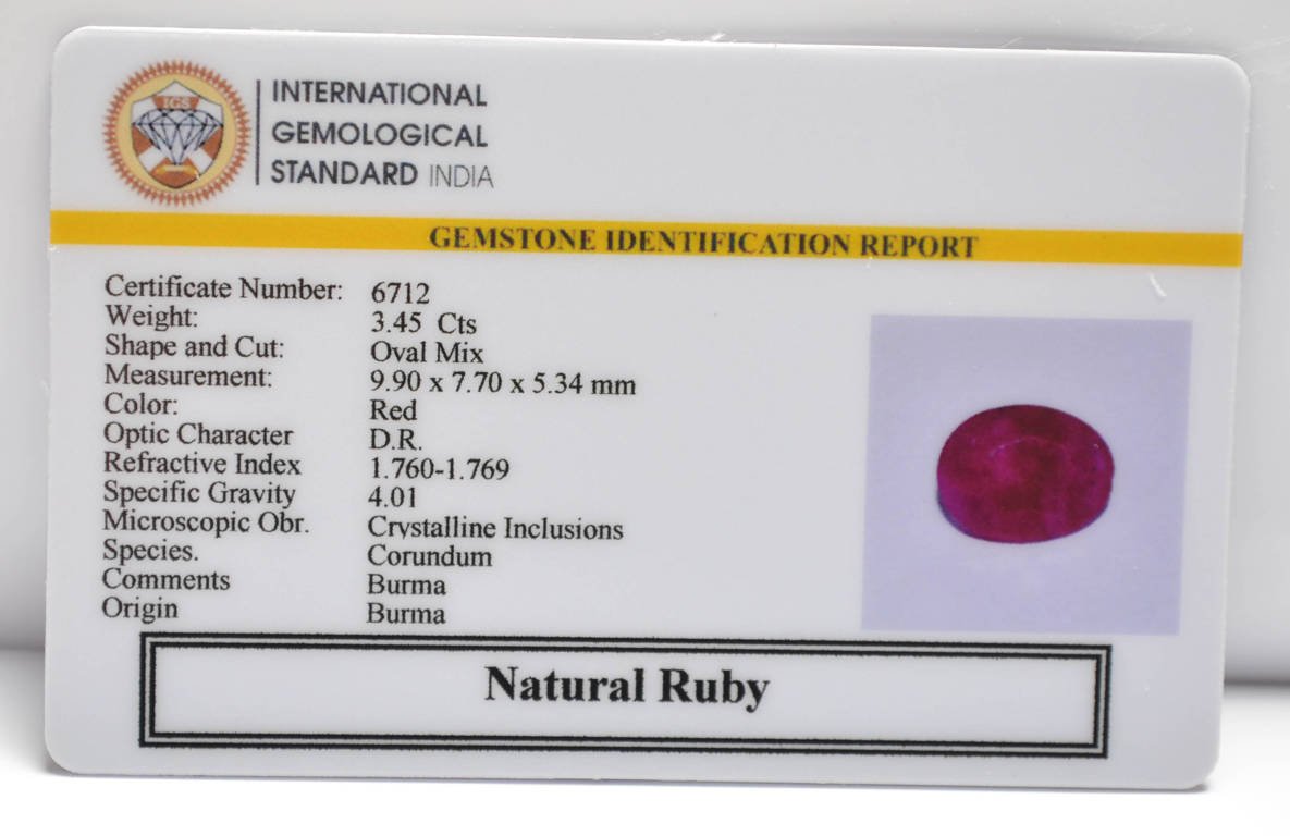 BMR322 2 RUBY (BURMA MINES) 3.45 Ct.