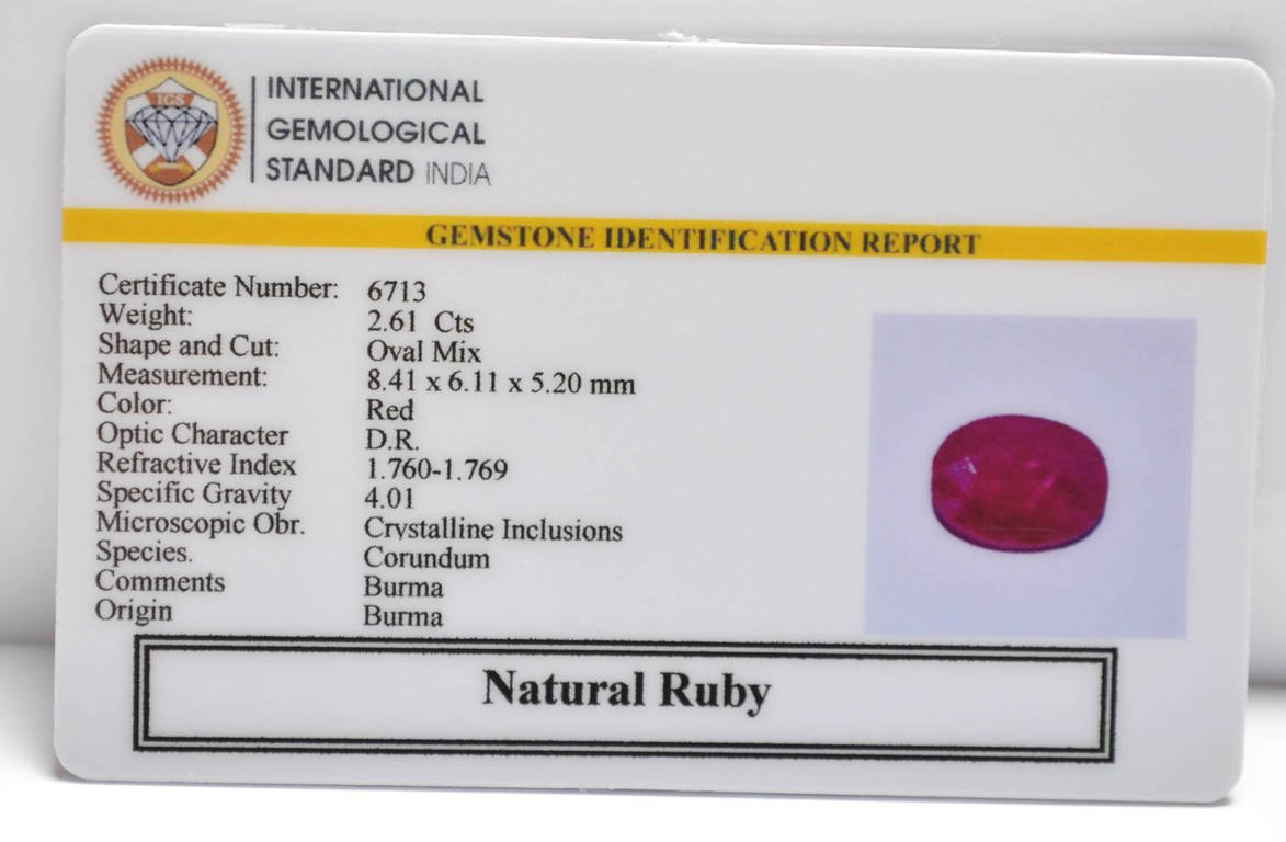 BMR323 2 RUBY (BURMA MINES) 2.61 Ct.