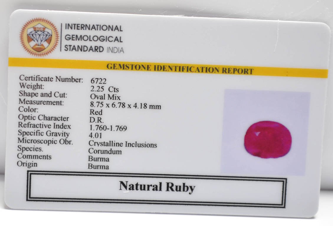 BMR328 2 RUBY (BURMA MINES) 2.25 Ct.