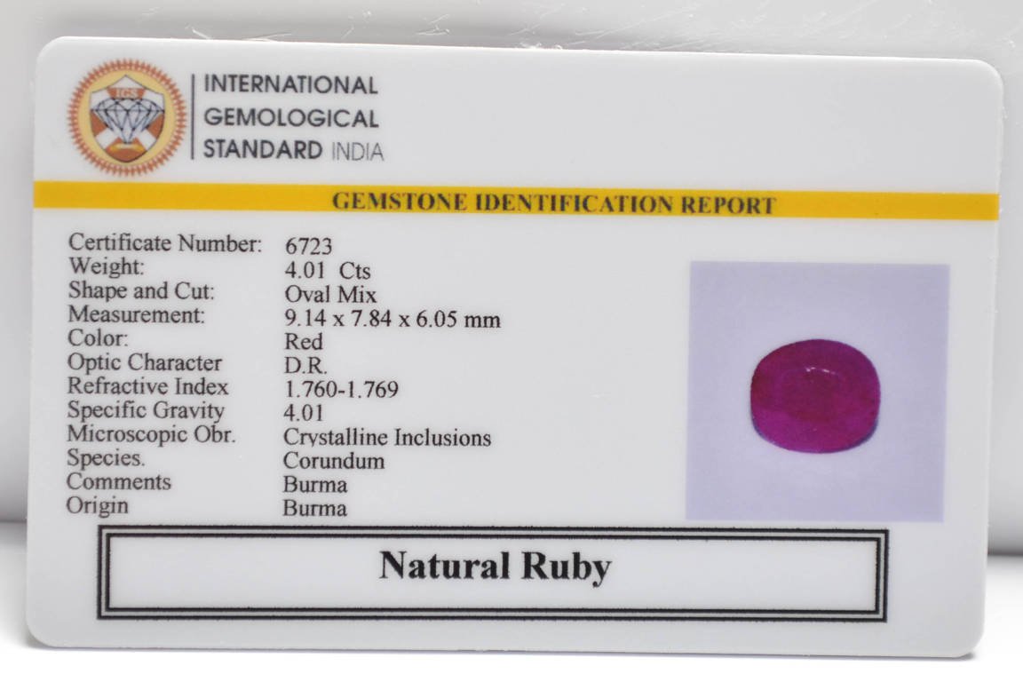 BMR329 2 RUBY (BURMA MINES) 4.01 Ct.