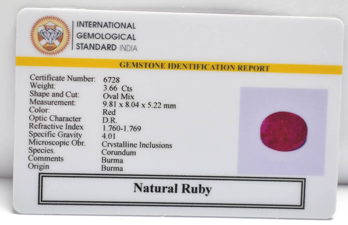 BMR333 2 RUBY (BURMA MINES) 3.66 Ct.